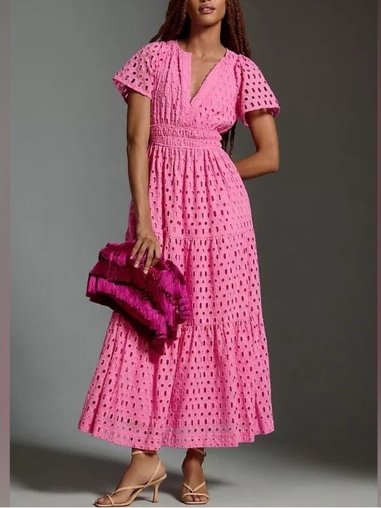Anthropologie Dresses & Skirts - Anthropologie Somerset Maxi Dress Eyelet Edition PINK Large